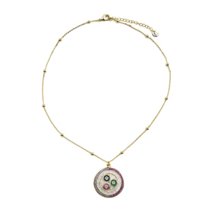 Collar con Circonita Multicolor acabado oro 18k