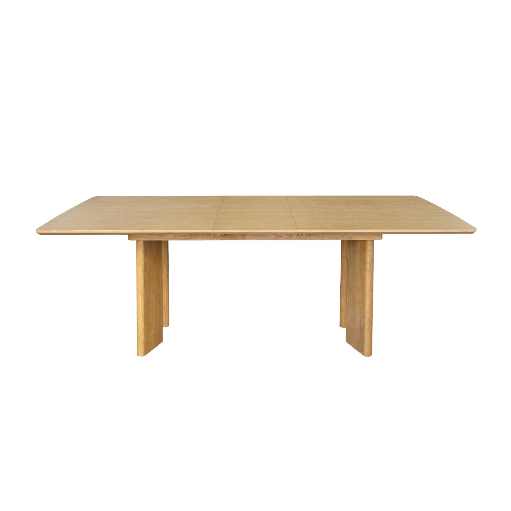 Table à manger rectangulaire extensible bois d'hévéa et placage chêne naturel 6-8 places 170-210cm - Albane