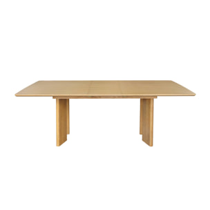 Table à manger rectangulaire extensible bois d'hévéa et placage chêne naturel 6-8 places 170-210cm - Albane
