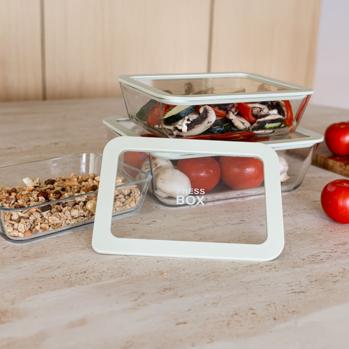 Boîte hermétique rectangulaire verte 820ml PRESSBOX