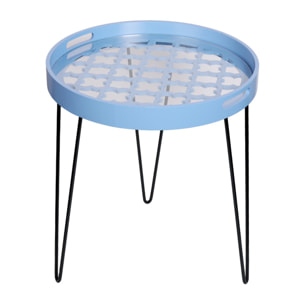 Tavolino da salotto River in MDF e metallo blu