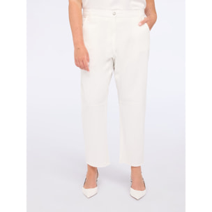 Fiorella Rubino - Pantaloni moon fit in misto cotone - Bianco