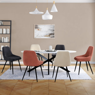 Chaises Olivia velours mix couleurs (crème, gris, terracotta) pieds métal - lot de 6