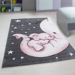 KIDS - Tapis enfant à motif elephant rose - KID0560ROS