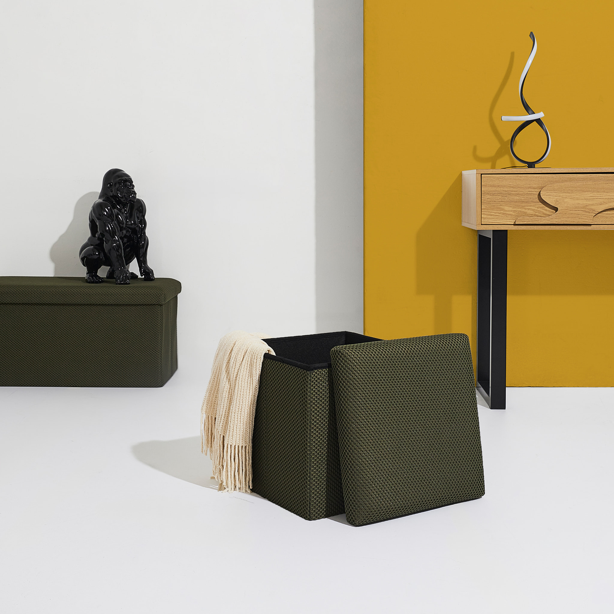 Coffre Pouf Pliable Atome Kaki