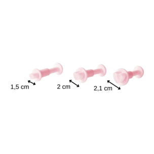 Lot de 3 emporte-pièces cœur à poussoir pour pâte à sucre Zenker Candy