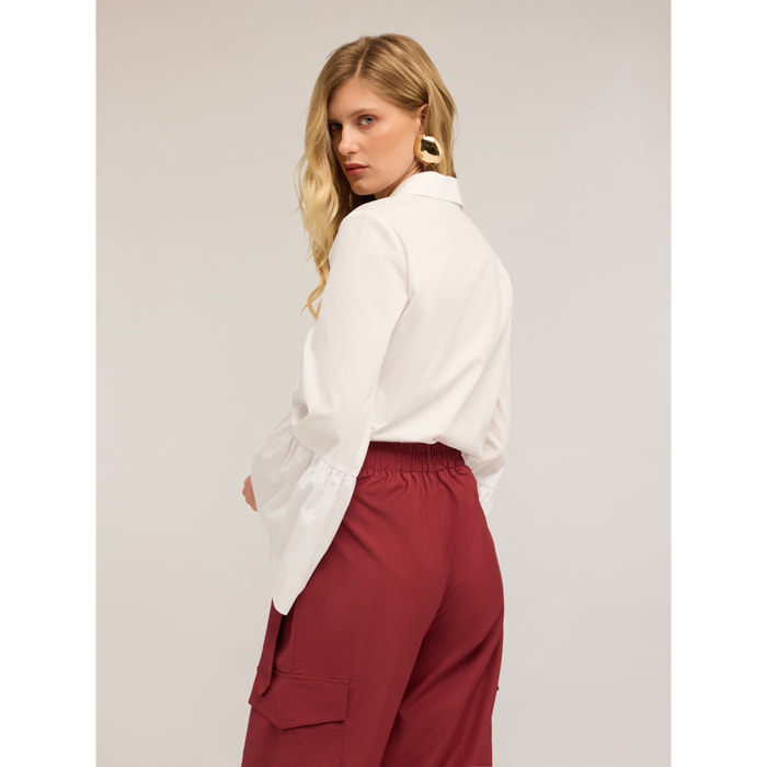 Motivi - Camisa con mangas acampanadas - Blanco