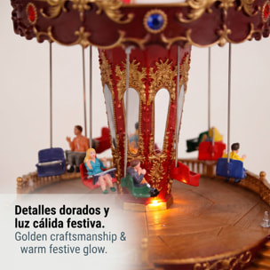 Carrusel navideño musical con luces led y movimiento 21,5x21,5x27cm