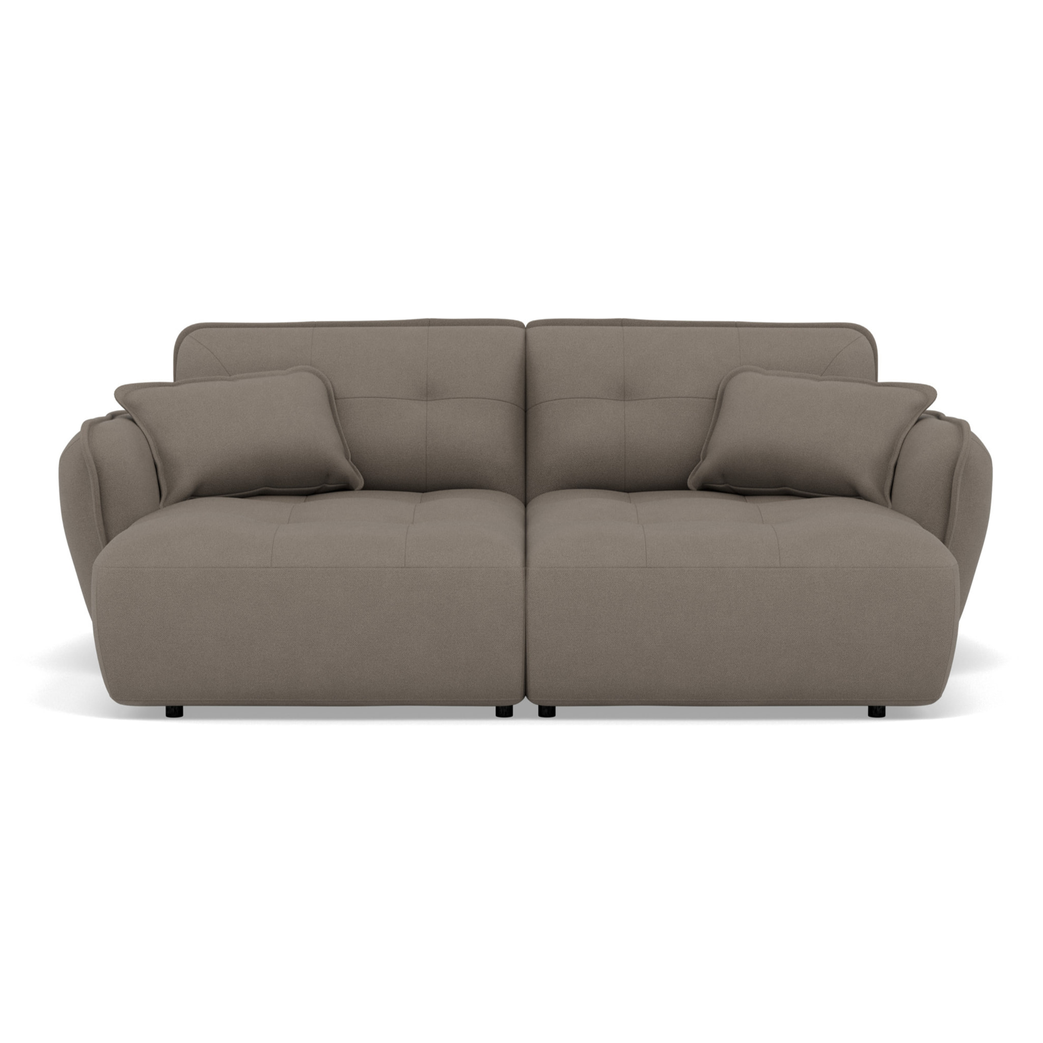 Thais - canapé droit 4 places avec double méridienne assise profonde en tissu texturé - Gris clair
