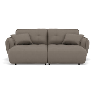 Thais - canapé droit 4 places avec double méridienne assise profonde en tissu texturé - Gris clair