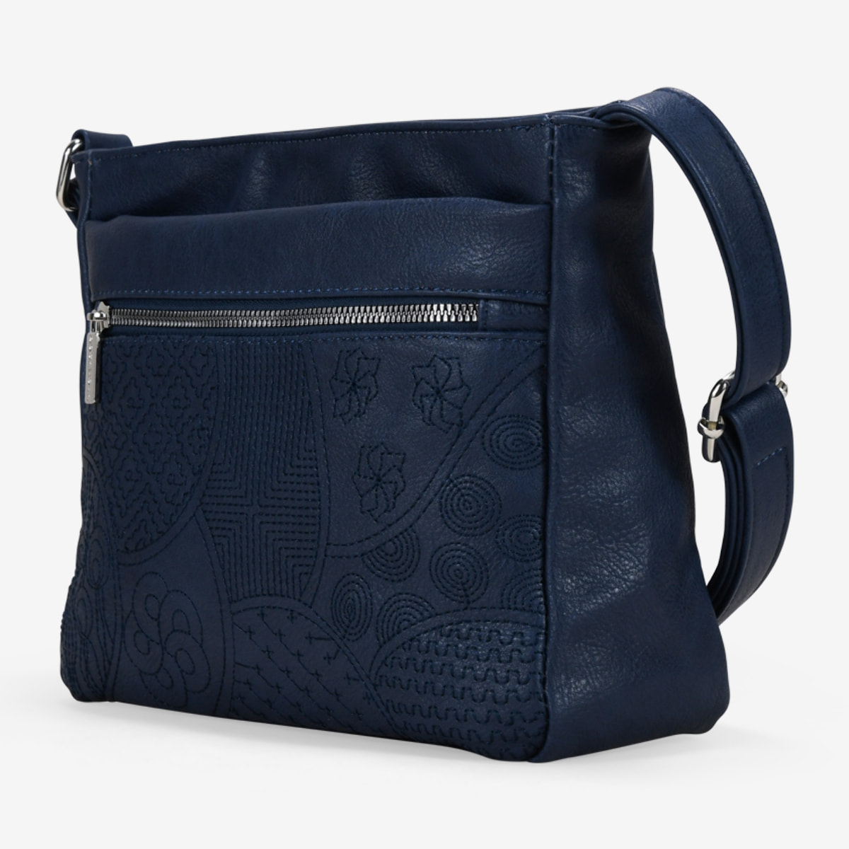 Bolso bandolera azul marino con detalles bordados