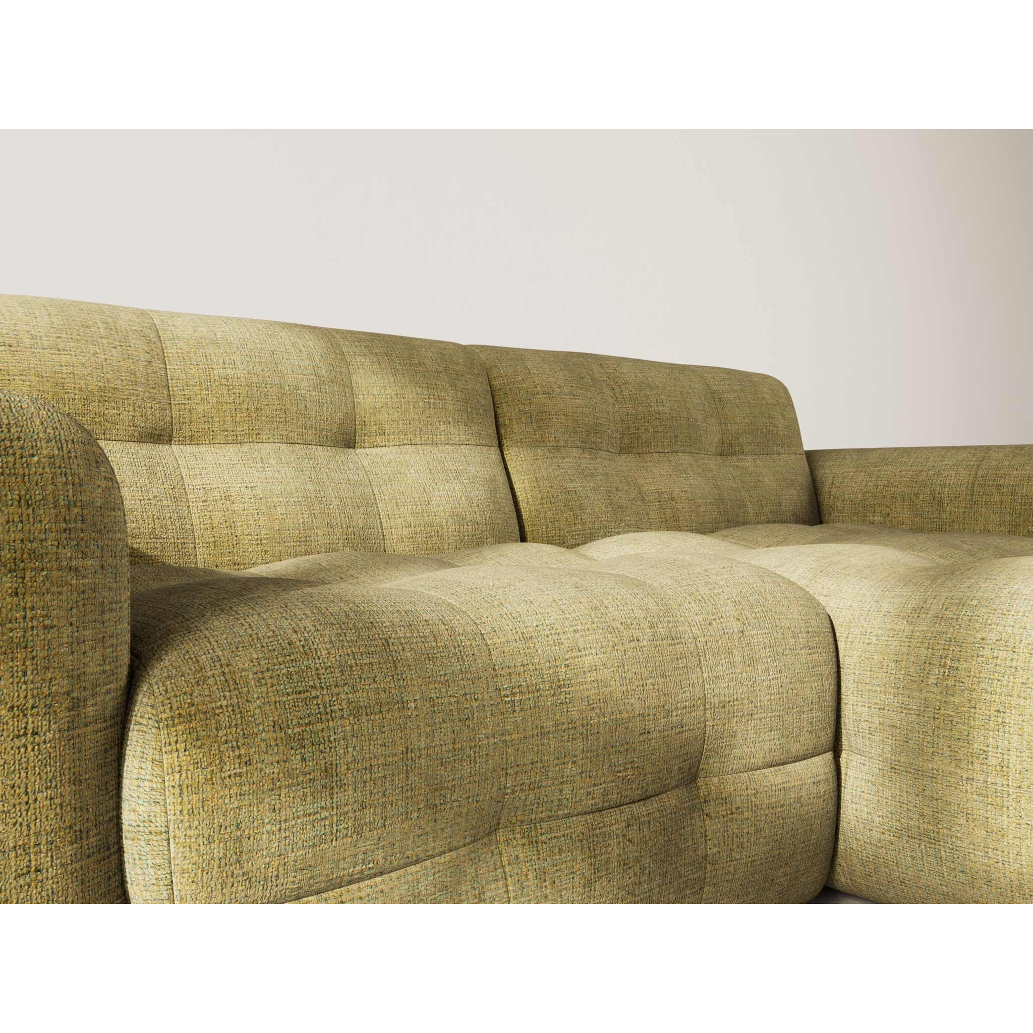 Diane - Canapé d'angle droit 4 places en velours texturé - Vert Kaki