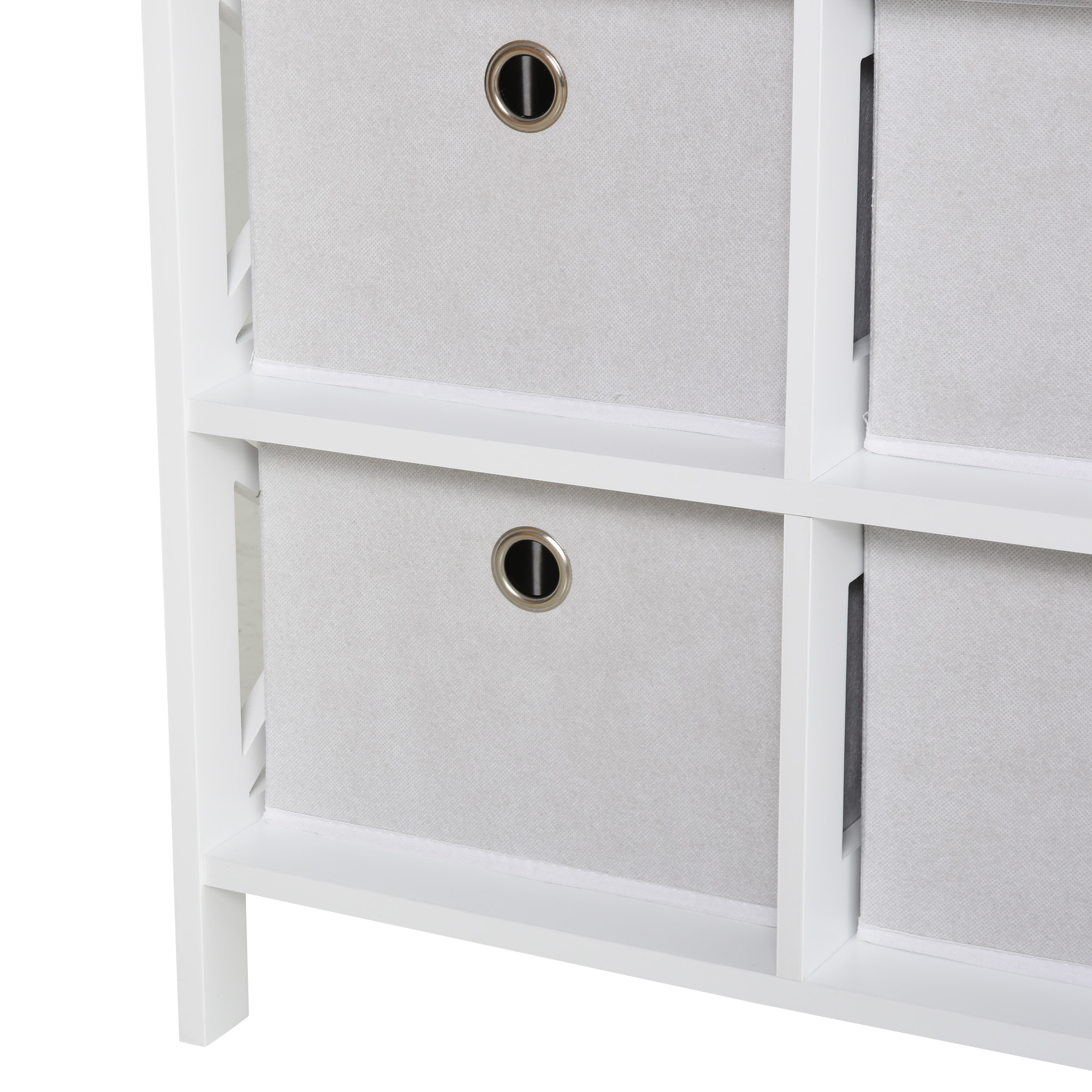 Meuble de rangement commode design contemporain dim. 64L x 37l x 76H cm 6 tiroirs MDF blanc non tissé gris clair