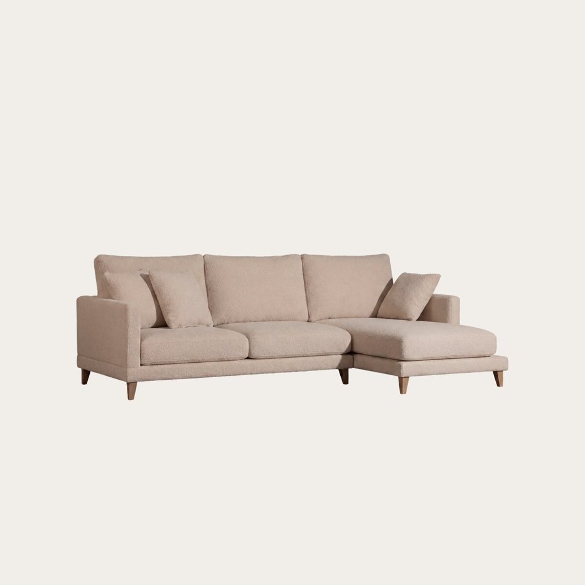 Canapé d'angle Dafne -textile,mousse pu,bois,panneau de particules-couleur beige 275 x 90 x 160 cm