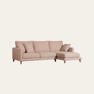 Canapé d'angle Dafne -textile,mousse pu,bois,panneau de particules-couleur beige 275 x 90 x 160 cm
