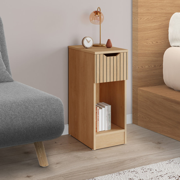 Tables de chevet Faustine effet lattes 1 tiroir - lot de 2