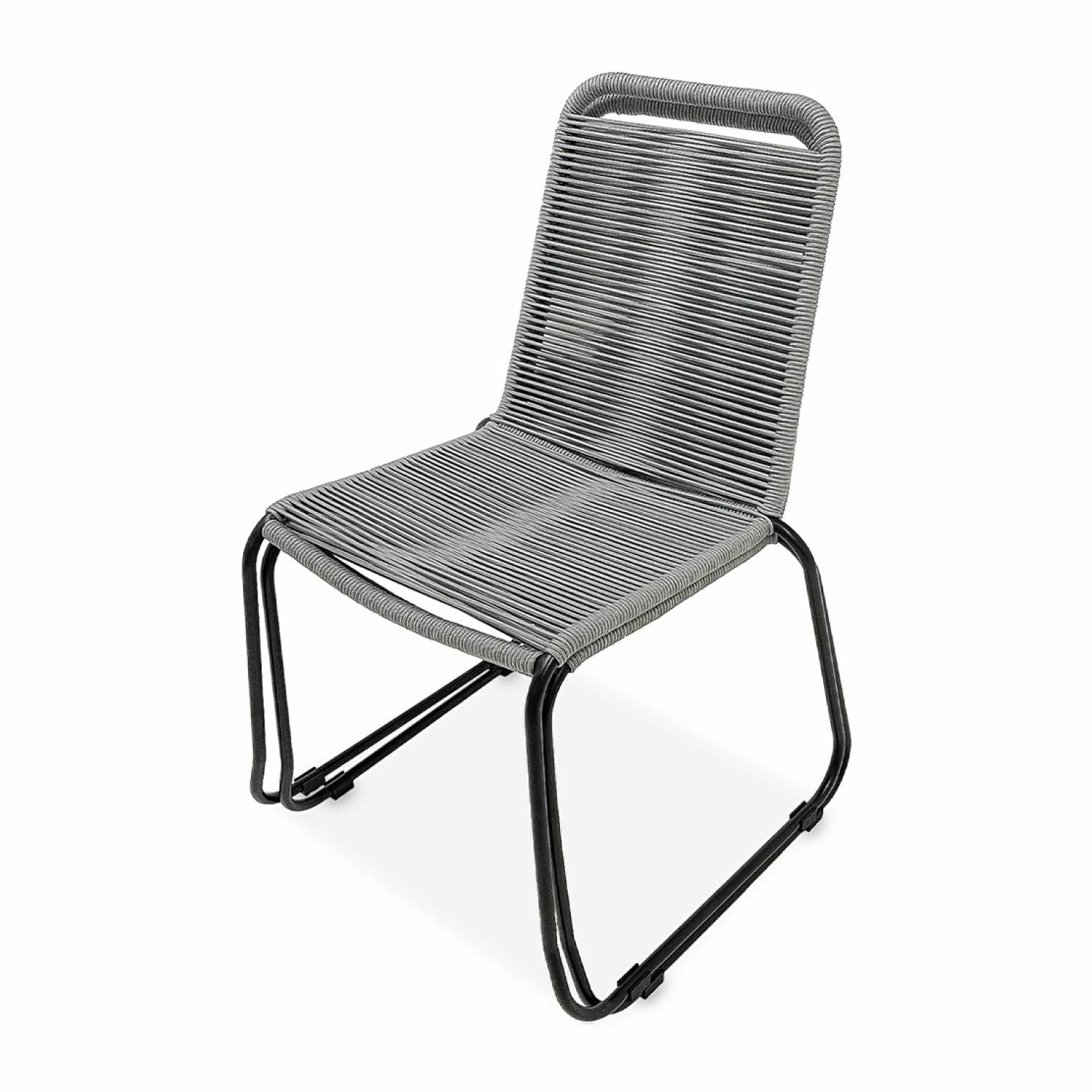 Lot de 2 chaises de jardin en corde BRASILIA. gris clair. empilables. extérieur