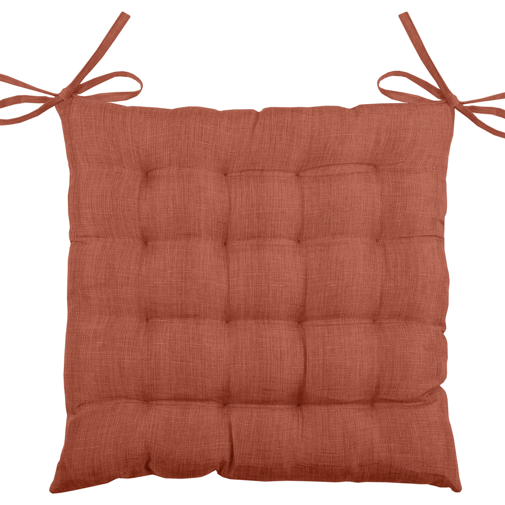Galette de chaise unie en 16 points - Terracotta