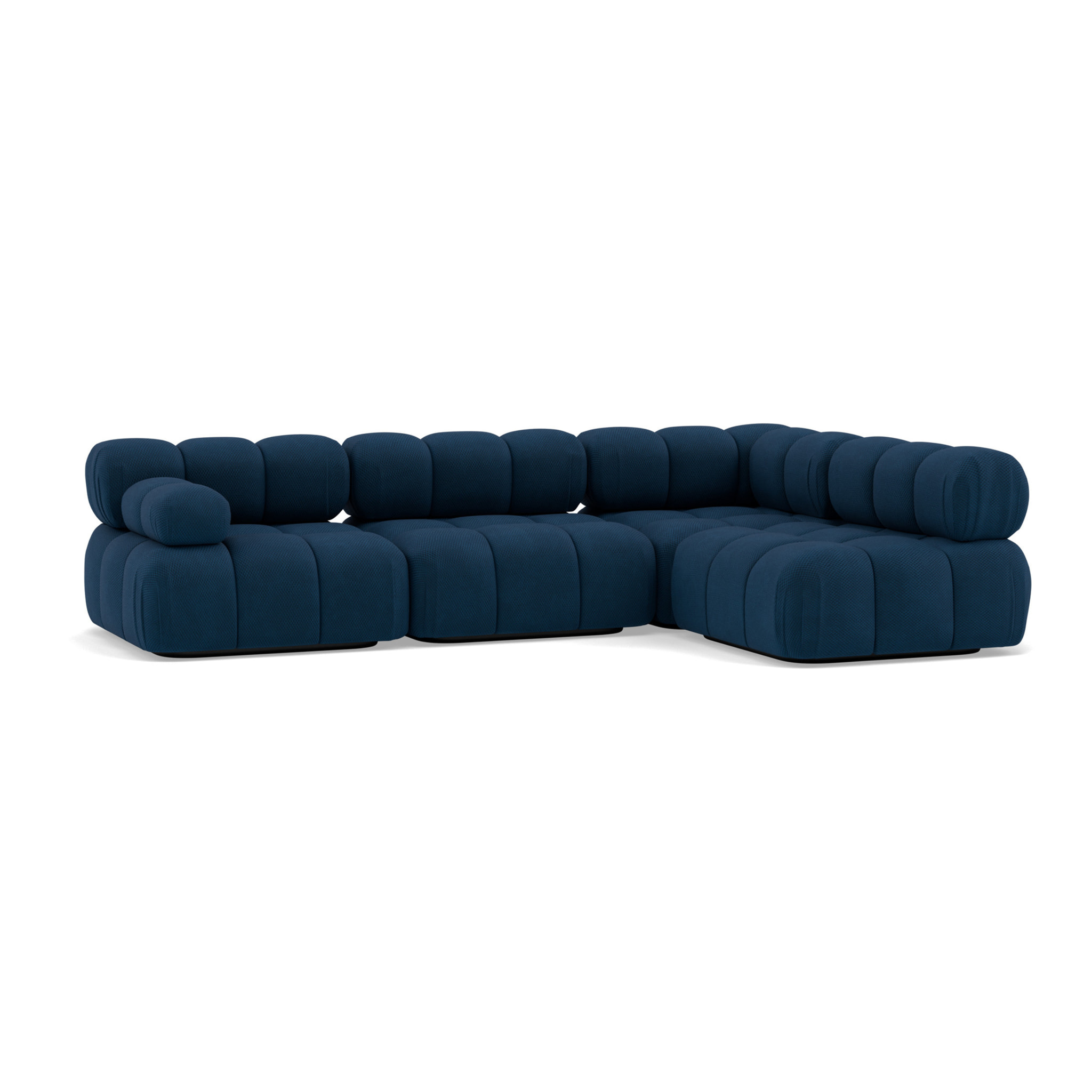 Ruby - canapé modulable d'angle droit 5 places en velours texturé - Bleu