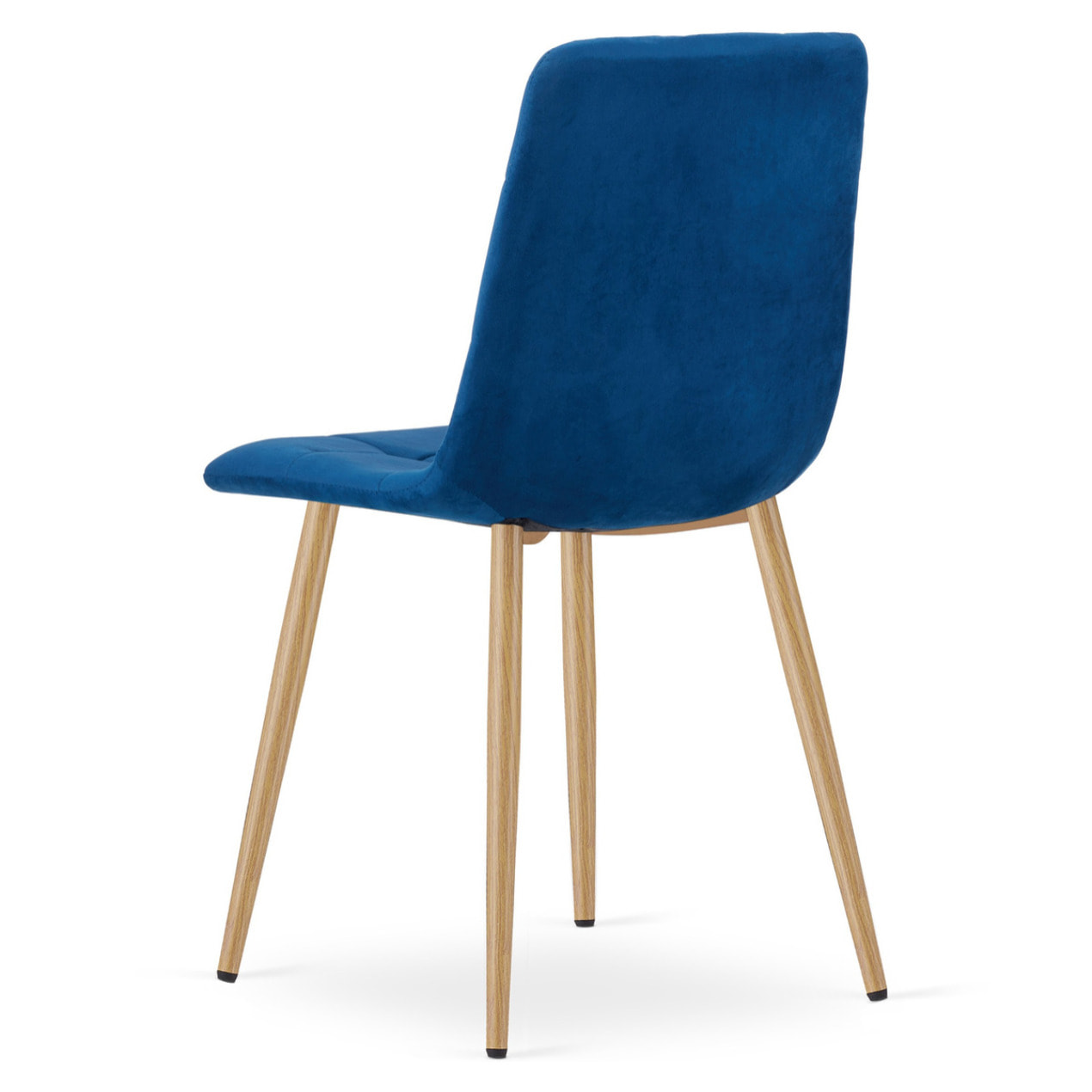 Sedia Kara in velluto blu scuro con gambe effetto legno