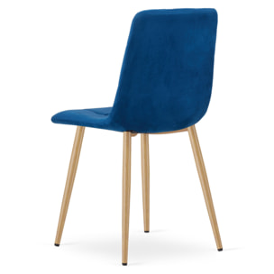 Sedia Kara in velluto blu scuro con gambe effetto legno