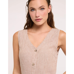 Vestido Midi Marrón - Coffee Stripe