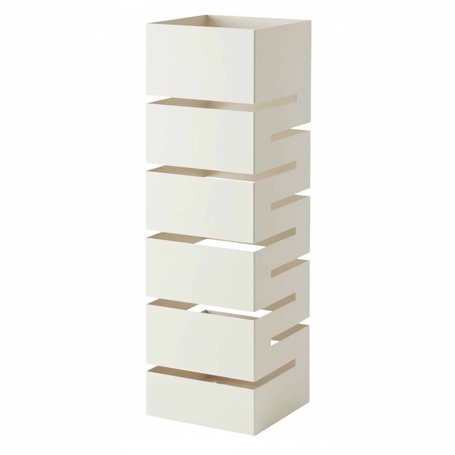 Portaombrelli In Acciaio Zincato Per Interno Esterno Con Vaschetta Scolapioggia 2 Ganci Removibili Base Antiscivolo 49 x 15,5 x 15.5 Cm Bianco