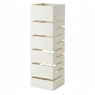 Portaombrelli In Acciaio Zincato Per Interno Esterno Con Vaschetta Scolapioggia 2 Ganci Removibili Base Antiscivolo 49 x 15,5 x 15.5 Cm Bianco