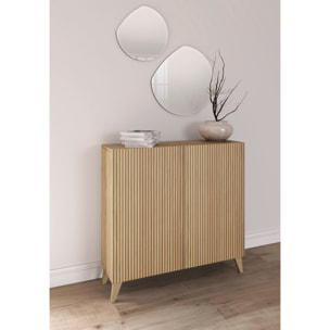 Zapatero Sunne melamina roble dorado puertas impresión vallado 90x90x27cm