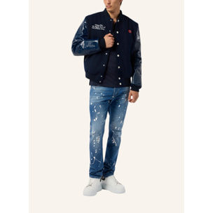 PHILIPP PLEIN Varsity Bomber Cocco Sleeves Los Angeles