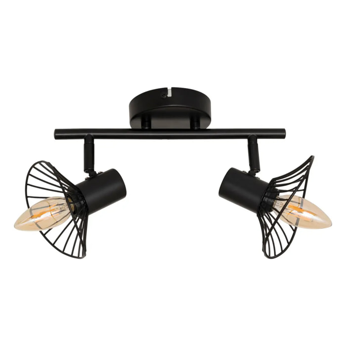 Applique murale plafonnier Adelia noir 28x12,5cm