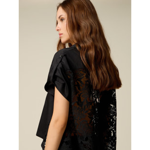 Oltre - Camisa con espalda de encaje - Negro