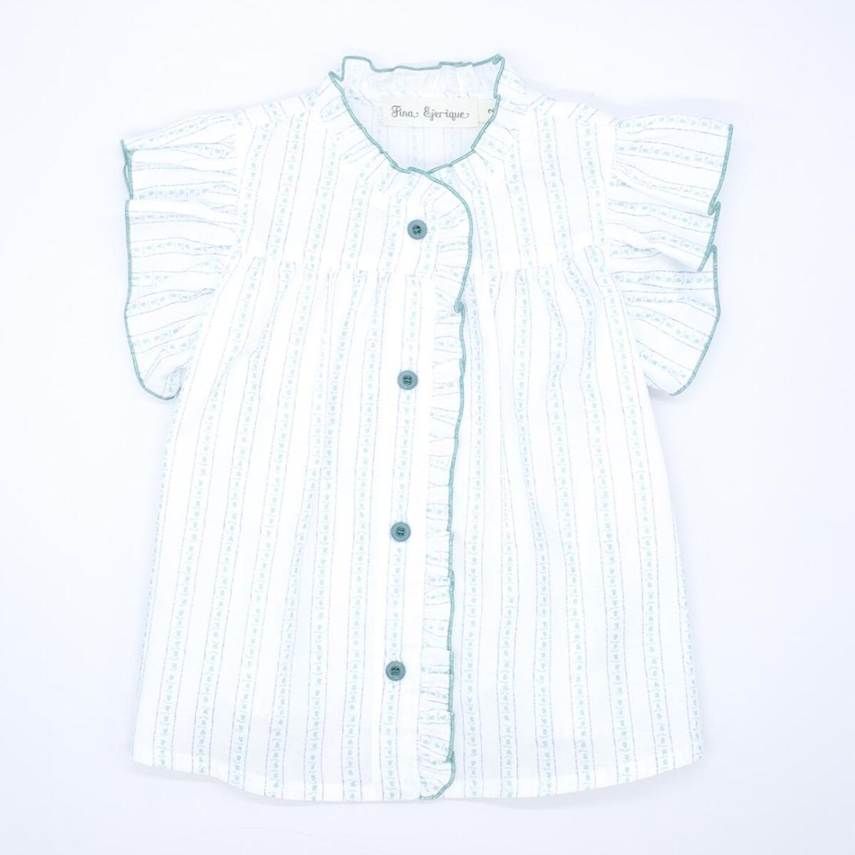 Blusa flor y raya verde