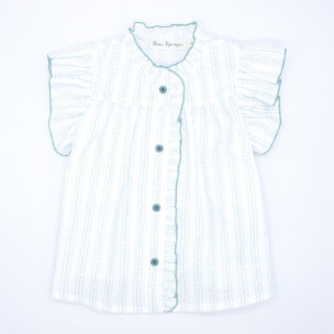 Blusa flor y raya verde