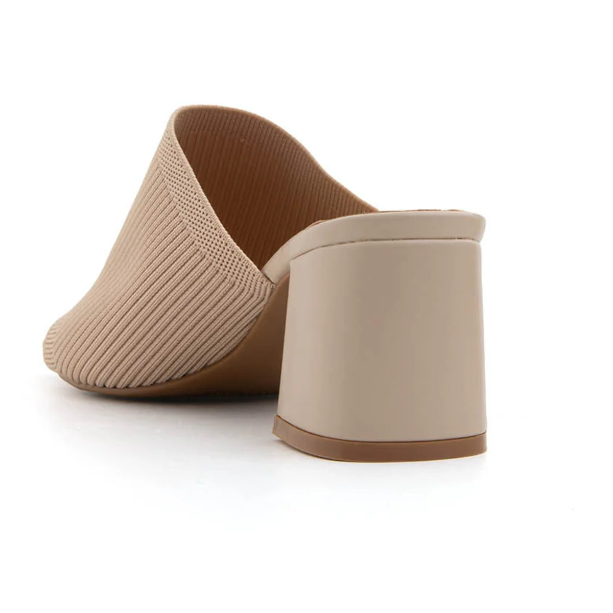 Sabot con tacco largo e fascia microintrecciata - BEIGE