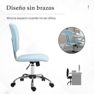 Silla de Oficina sin Reposabrazos Silla de Escritorio Juveniles con Altura Ajustable y Función de Inclinación Carga 120 kg 50x54x87,5-96,5 cm Azul Claro