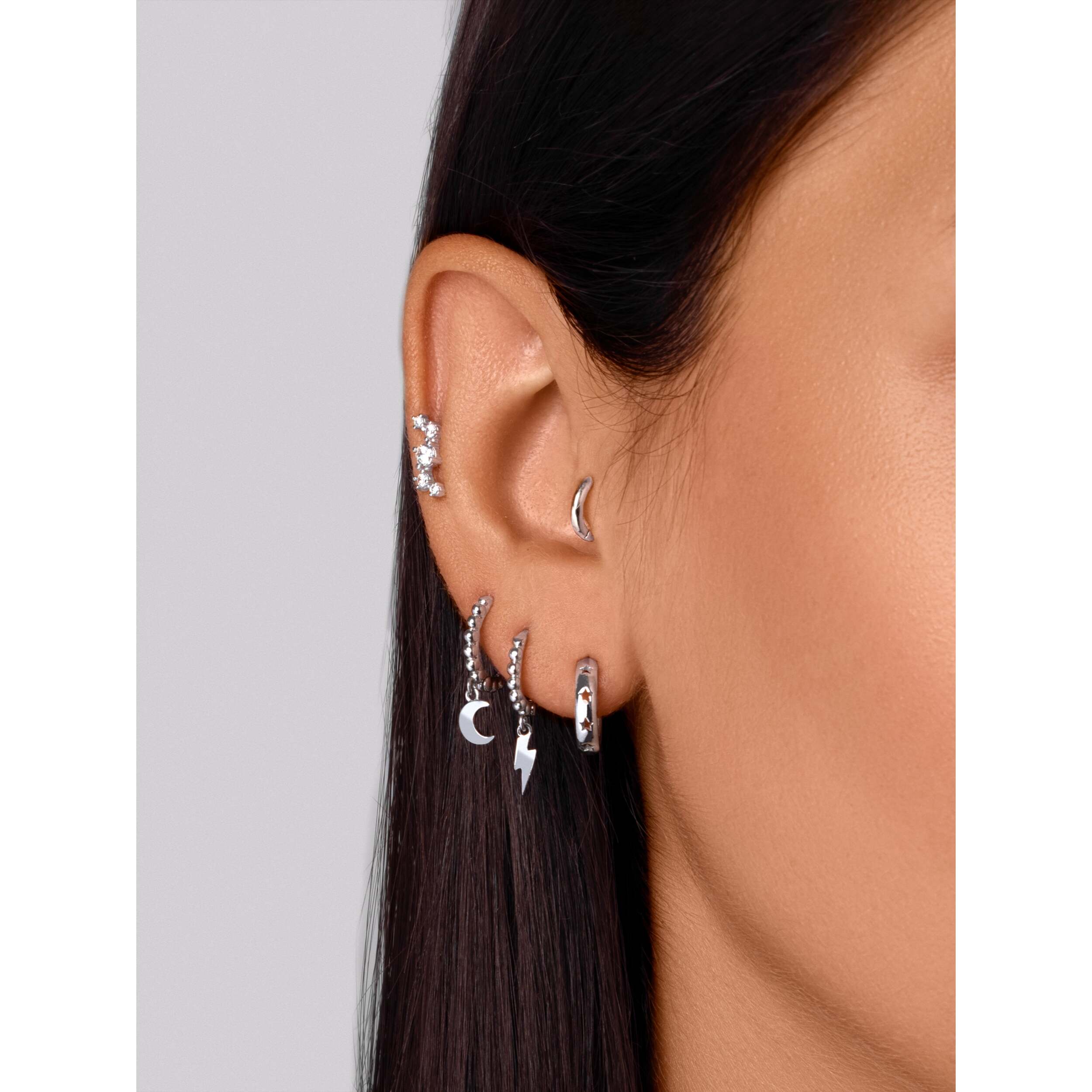 Pendientes Aro Pebbles Moon Plata