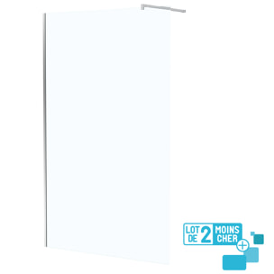 LOT de 2 Parois de Douche 120x195 cm en Verre Trempé 5 mm - Profilés et Bras Chromés