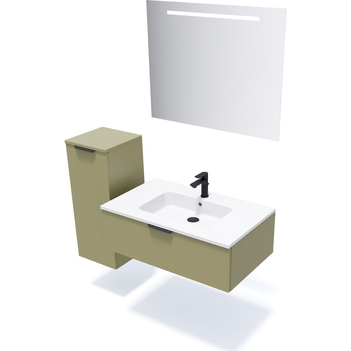 Ensemble vasque intégrée 1 tiroir + miroir - SOHO