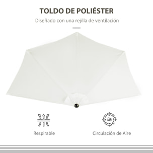 Sombrilla 269x138x236 cm Parasol de Jardín con Manivela y Forma Semicircular para Exterior Terraza Patio Piscina Crema