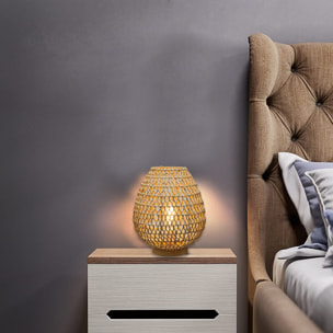 Lámpara de mesilla de metal y papel con base de madera