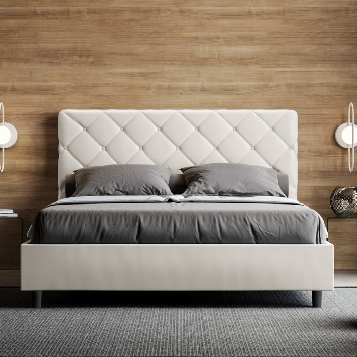 Letto matrimoniale senza rete imbottito 160x200 similpelle bianco Priya