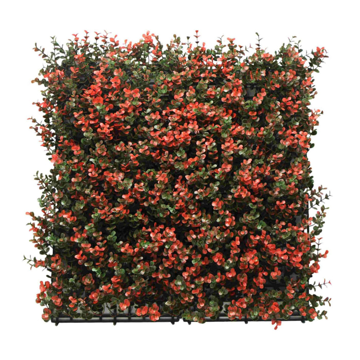 Well home jardín vertical artificial, panel de seto 100x100cm, para decoración interior y exterior - flores rojas realistas