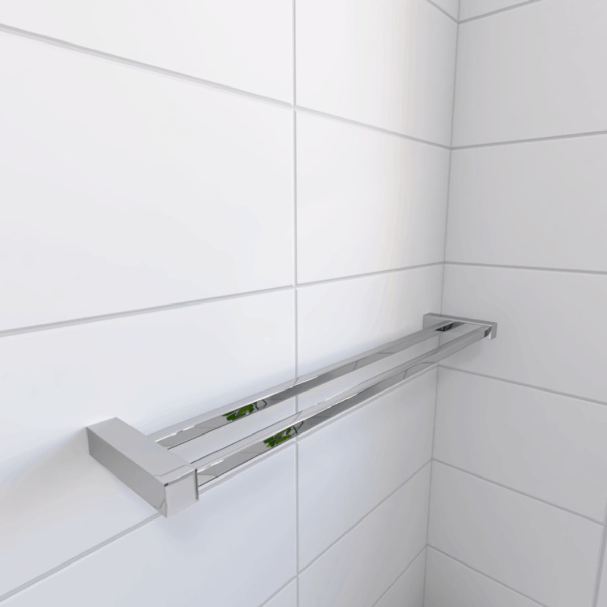 Multi set de deux crochets de salle de bain + porte-serviettes 2 barres, longueur de 60 cm, chrome (ELEMULTI-SET8)