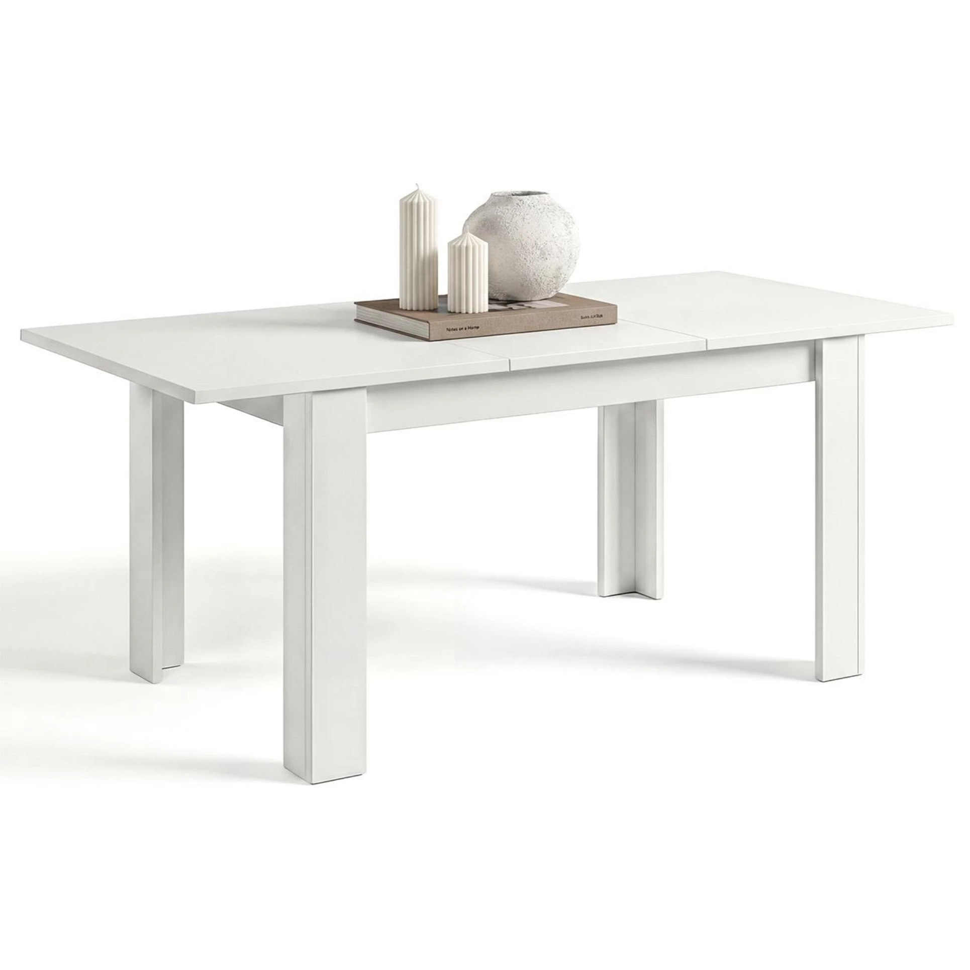 Mesa de comedor extensible en blanco artik 123-173x75 cm Sira Blanco Artik (Blanco Mate)