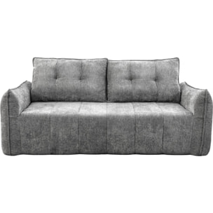 Canapé droit en tissu texturé "Silvano" - 3 places - Gris