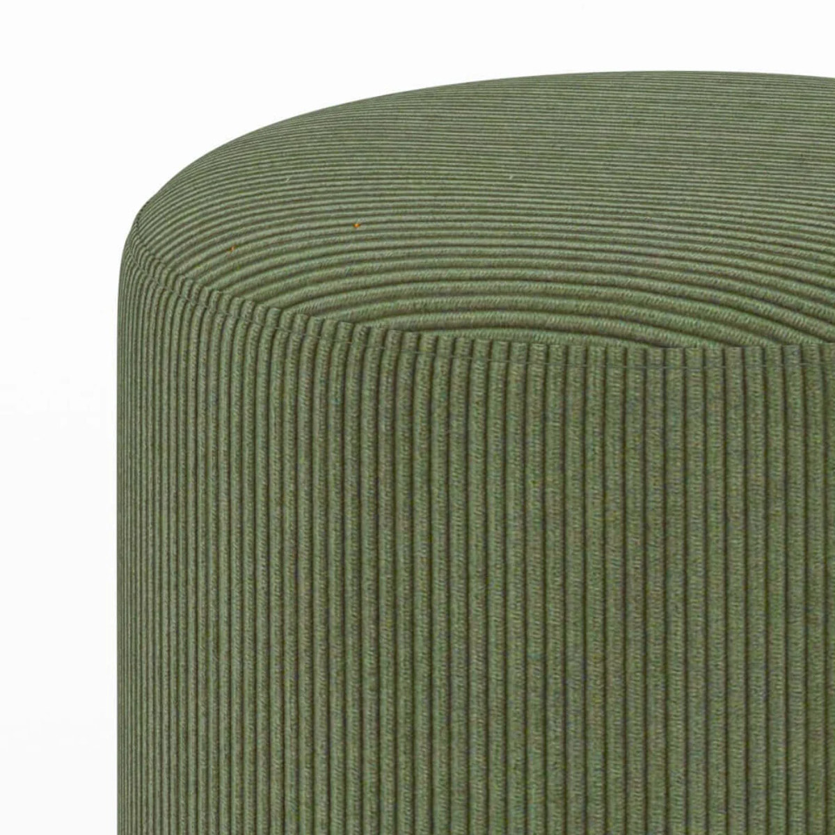 Pouf rond en velours côtelé vert - Lily