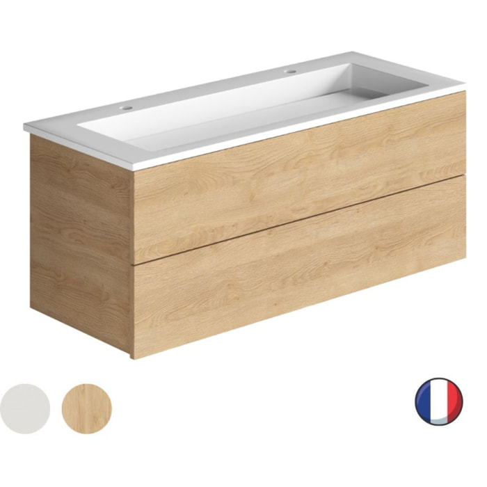 Meuble double vasque 120 cm BURGBAD Cosmo chêne cachemire