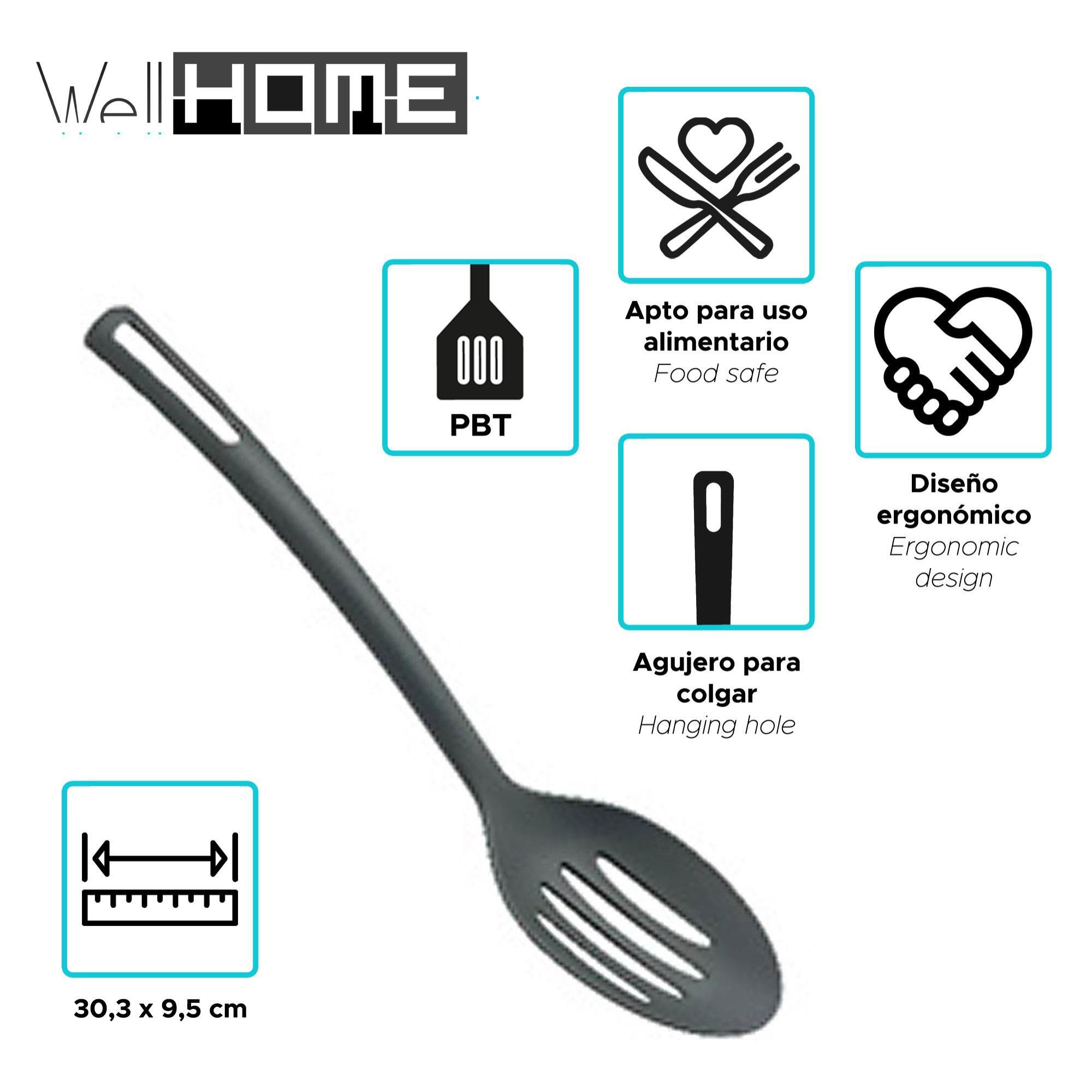set de 3 sartenes ø16ø20ø24cm de aluminio prensado en cobre metalizado + 6 utensilios de cocina en pbt color negro