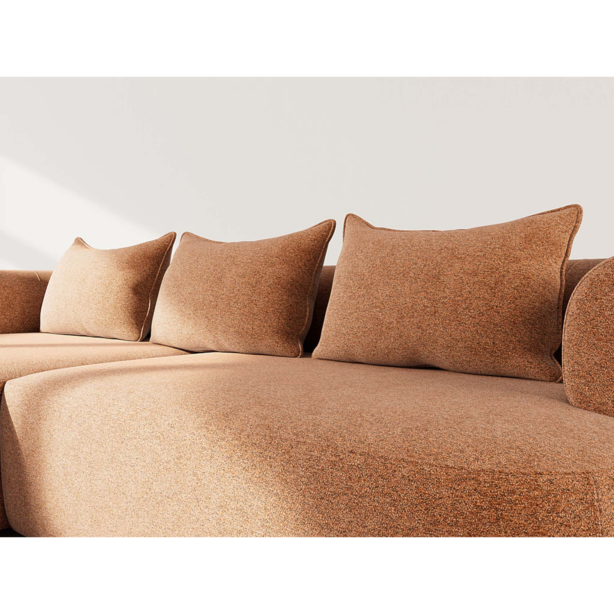 Angela - canapé d'angle gauche 4 places en velours texturé - Terracotta